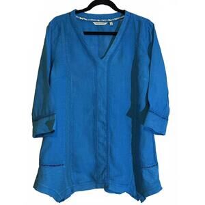 Soft Surroundings Blue V-Neck Tunic Top, Size M